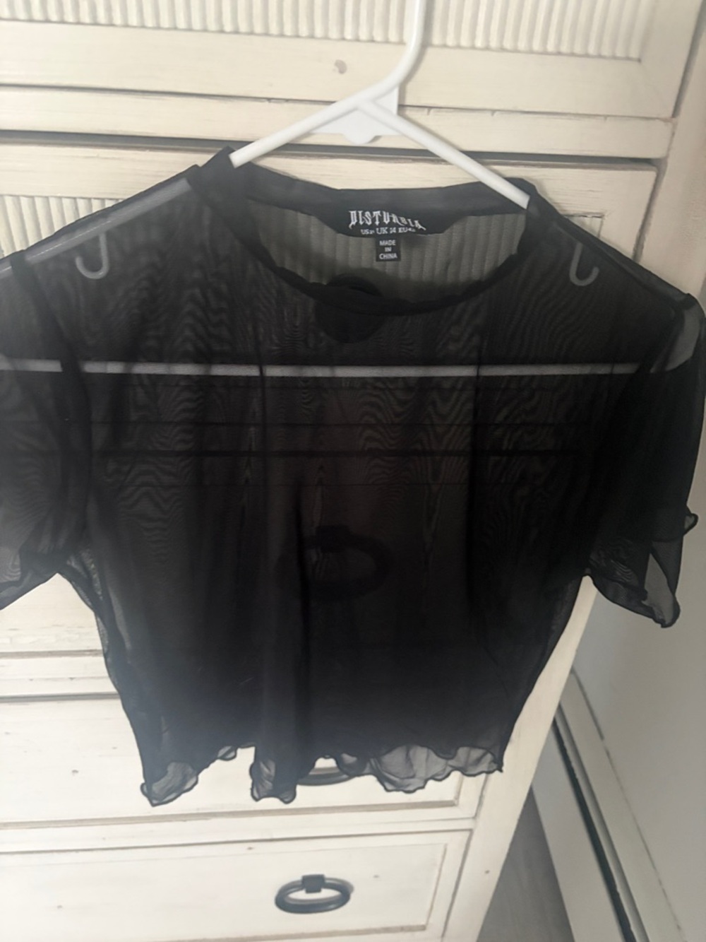 Sheer Black Mesh Short Sleeve Top - Picture 8 of 9